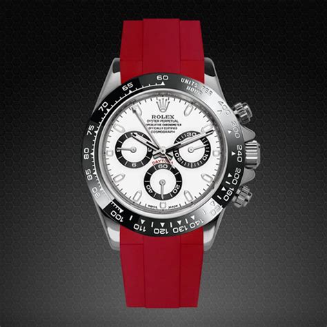 rolex daytona red strap|rolex daytona with rubber strap.